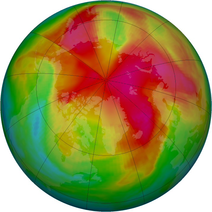 Arctic ozone map for 19 February 1989